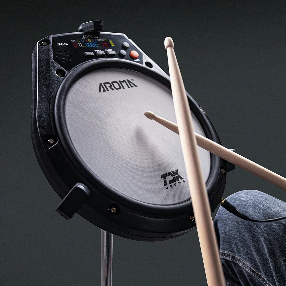 Aroma 8 Inch Electronic Dumb Drum Pad Rechargeable Multifunction Digital Electric with Speed Detection Metronome Practice Drum