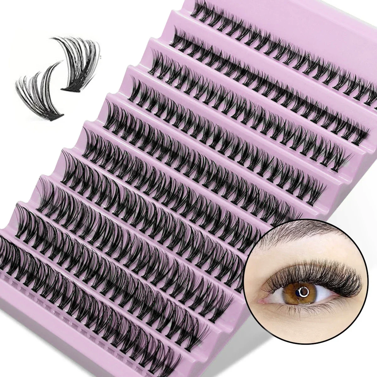 

Individual Lashes 8-16mm 200pcs Cluster Lashes Natural Look Mixed Tray DIY Eyelash Extension Volume Lash Clusters Eyelashes Long