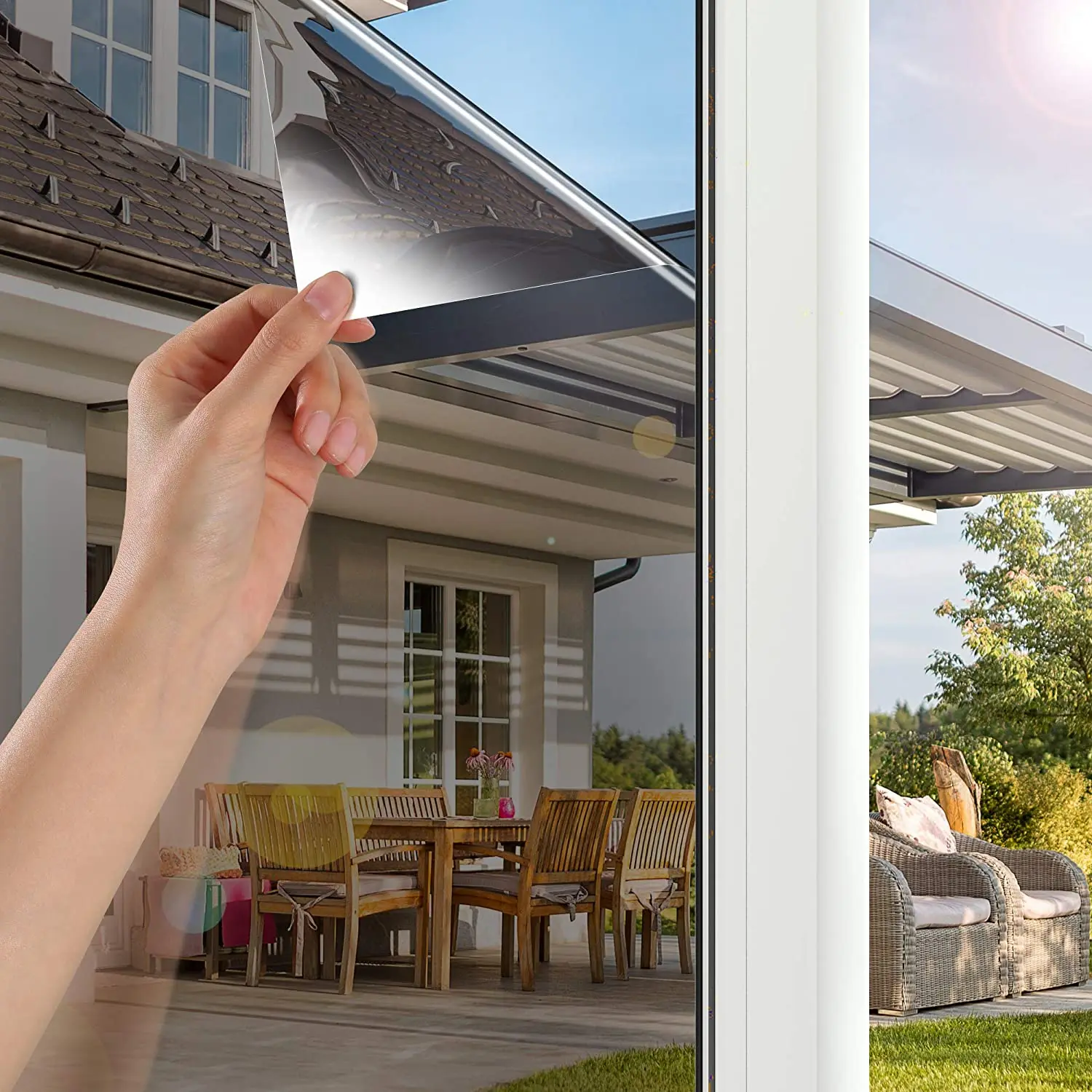 LUCKYYJ One Way Window Film Privacy Tint Glass Cling Coverings UV Reflective Sun Blocking Heat Control Sticker for Home |