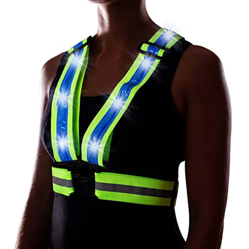 Rechargeable LED Running Reflective Vest Belt for Men, Women Kids-Safe&Comfortable-Bright Lights High Visibility for Night