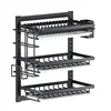 Wall-Mounted Kitchen Dish Rack Multifunctional Kitchen Organizer with Drainboard Cutlery Storage Holder Dinnerware Drainer 6