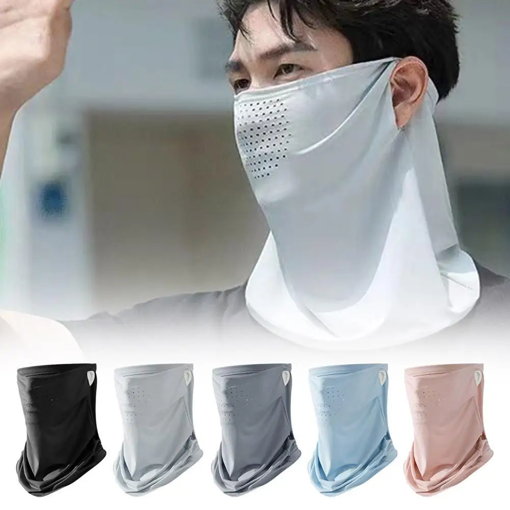 UV Protection Outdoor Neck Wrap Cover Sports Sun Proof Bib Ice Silk Mask Face Cover Neck Wrap Cover Sunscreen Face Scarf