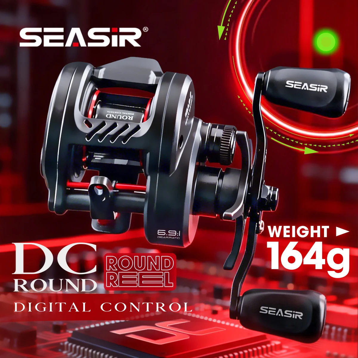 Mulinello da pesca SEASIR DC-Round 164g ultraleggero Long Cast 6.9:1