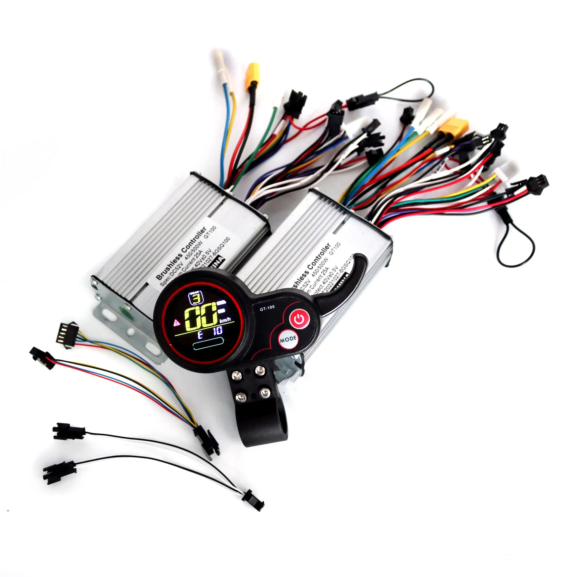6 개의 Mosfet 36V/48V60V 450/500W 25A BLDC 전기 스쿠터 컨트롤러 전자 자전거 2 개 브러시리스 속도 드라이버 및 1Pcs GT-100 디스플레이