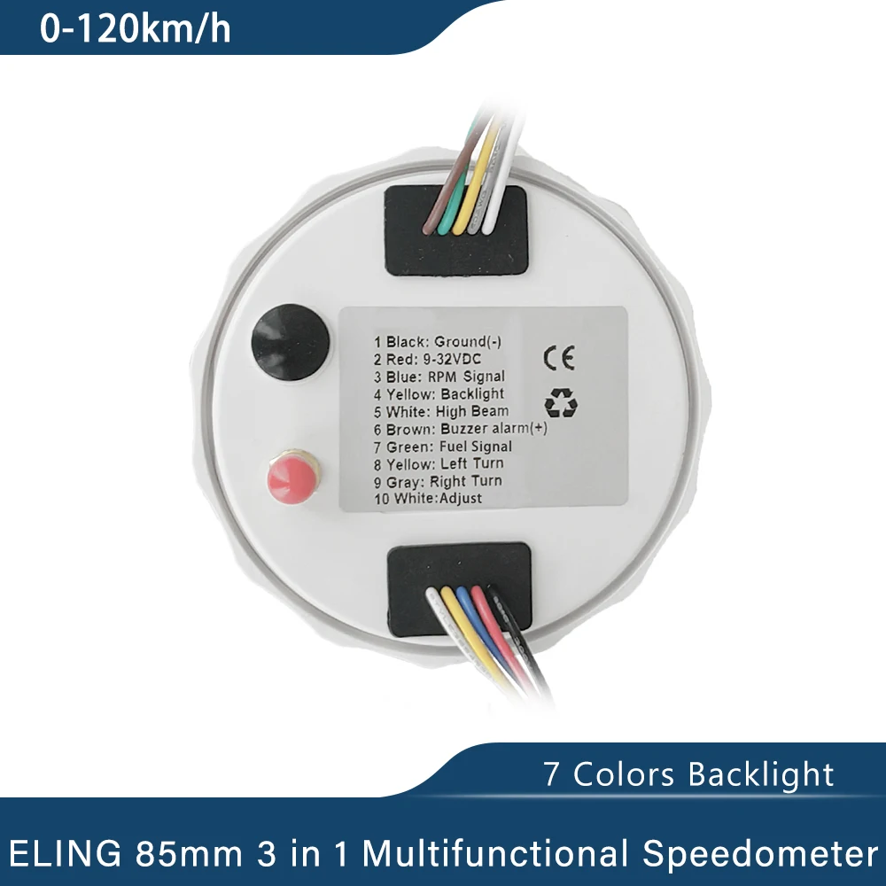 Il più nuovo tachimetro GPS multifunzionale 3 in 1 da 85mm con contagiri 0-8000RPM livello carburante retroilluminazione a 7 colori per auto barca 12V 24V