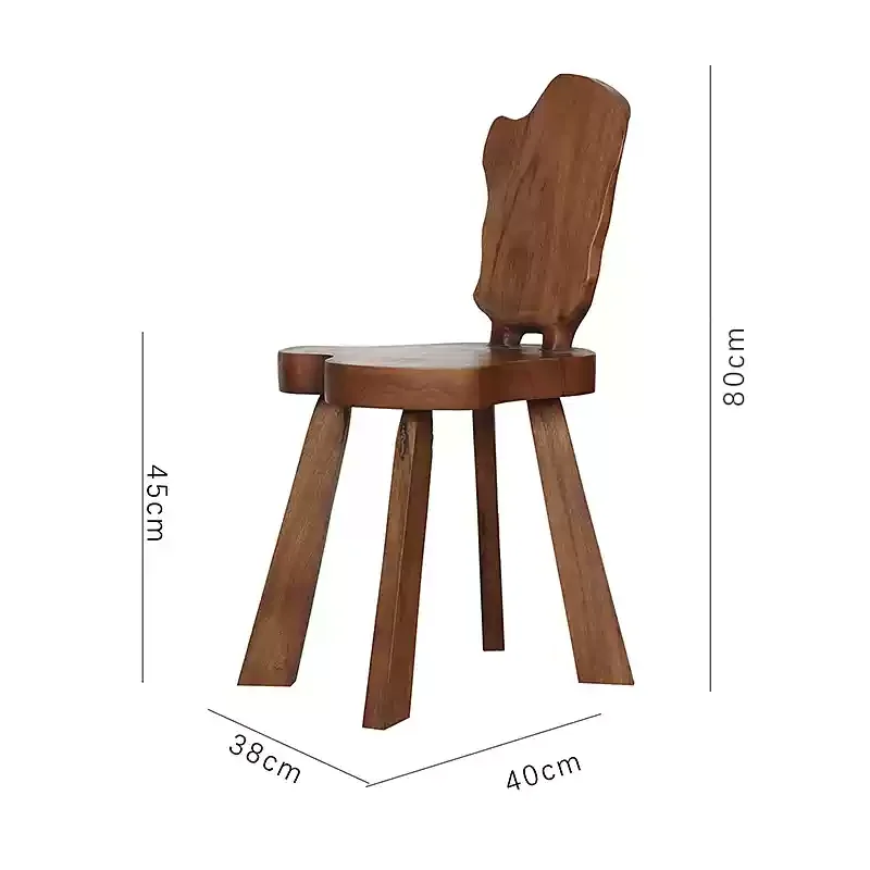 Medieval solid wood chair hand-carved coffee backrest stool