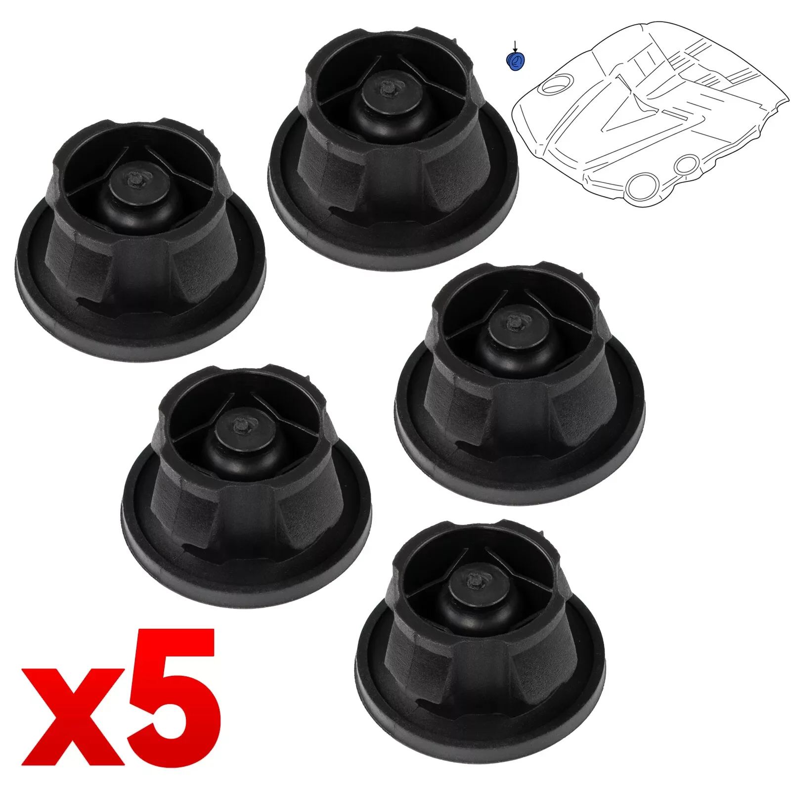 5X Engine Cover Grommet Rubber Trim 6420940785 For Mercedes-Benz W204 Rubber Trim Gasket Plug Cushion Replacement