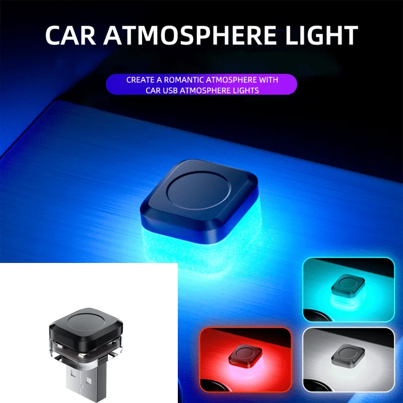 1/2X Car USB Mini LED Interior Atmosphere Light Plug Play Universal Auto LED Lighting Reading Lamp Decorations Laptop Decorative