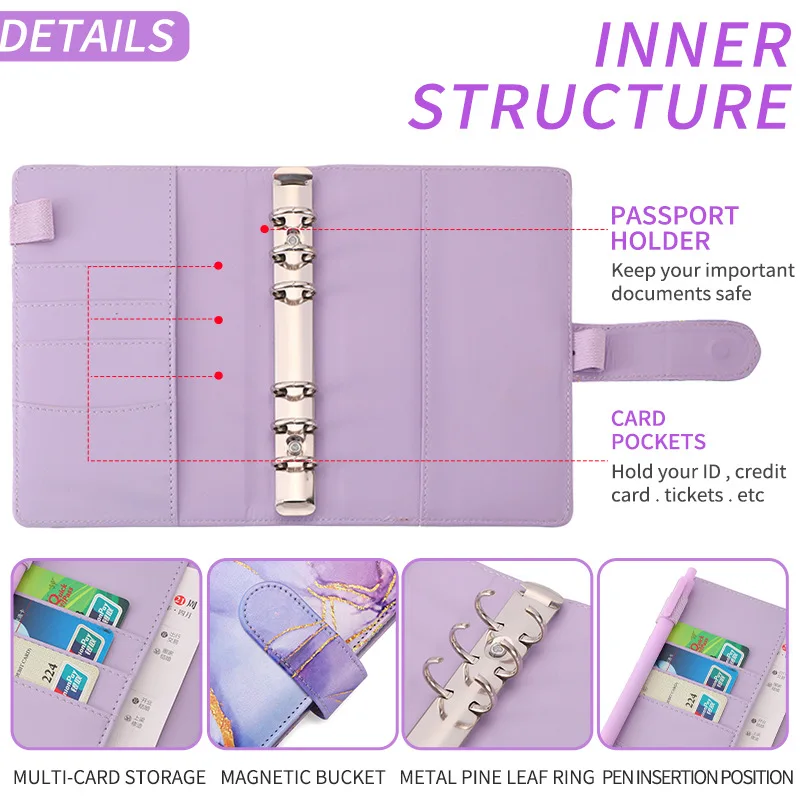 Money Budget Planner Binder A6 Marble Colorful Zipper Envelopes Cash Envelopes Budget Organizer budget binder notebook,savings binder,budget binder,cash envelopes
