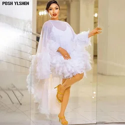 Sexy White Mesh Swan Dress African Dresses for Women 2024 Summer Elegant Ladies Birthday Party Club Robe Longue Femmes Vestidos