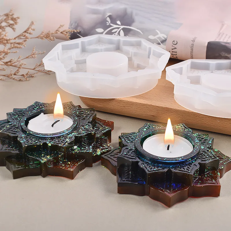Tealight Candle Holder Resin Molds for Resin Including Round Flat Round  Pebble Resin Epoxy Molds Silicone for DIY Home Decor