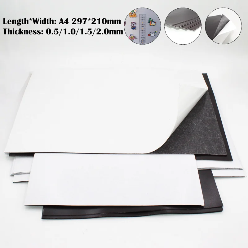 

0.5/1/1.5mm 4A Magnetic Sheet Self-Adhesive White Rubber Magnetic Mat Fridge Magnet photo Picture Cutting Magnet Sheet sticker