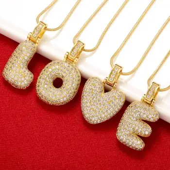 High quality crystal brass gold color letter necklace for ladies