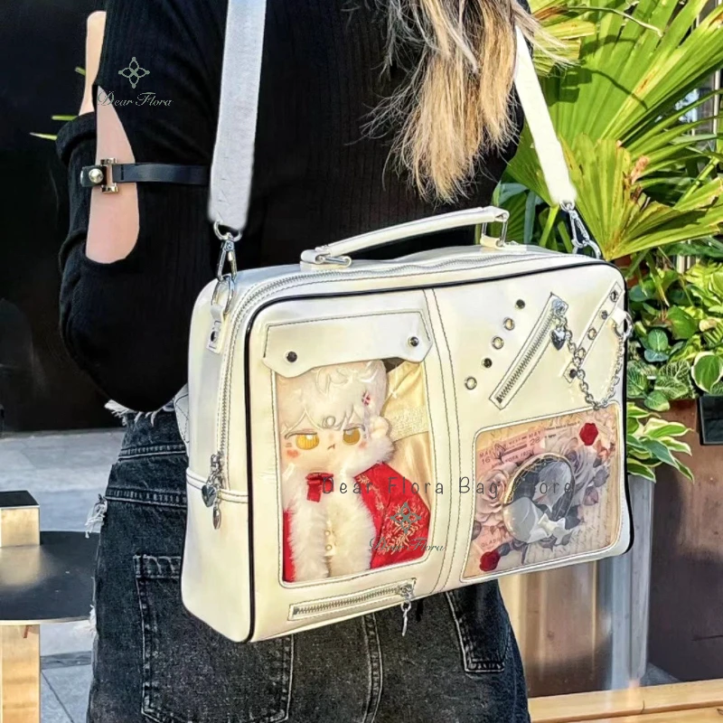 Y2K Women Ita Shoulder Bag Girls Transparent Bag DIY Display Crossbody Fashion Handbag Backpack Students Bookbag Travel Knapsack 4