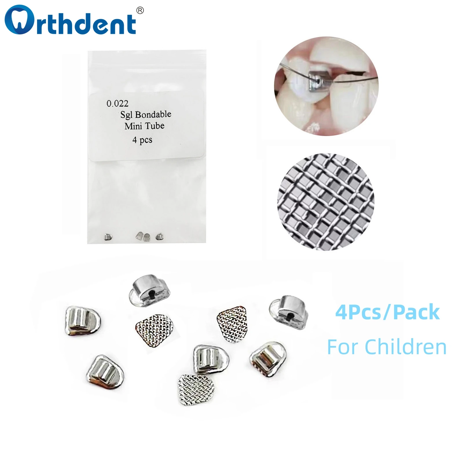 

4Pcs Orthdent Dental Orthodontic Buccal Tubes Single Bondable Mini Tube For Children Mini Bracket 0.022 Ortho Brace Dentistry