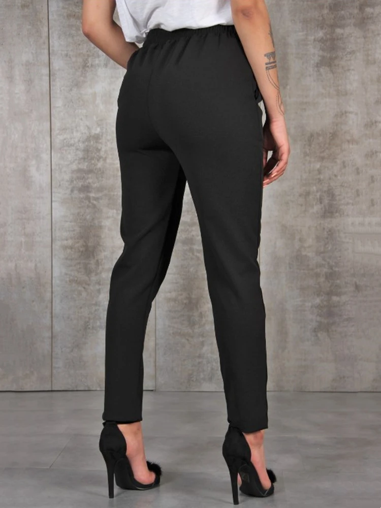 2023 new Spring Summer Autumn Casual Slim Chiffon Thin Pants For Women High Waist Black Khaki Green Pants Woman Trousers