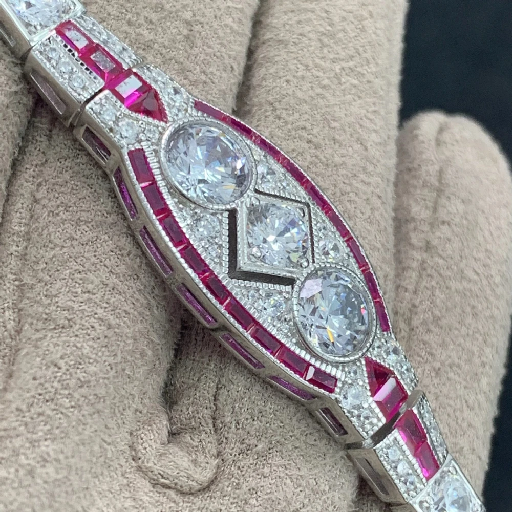 Diamante Pulseras De Plata Para Dama Wong Rain-Pulseras De Piedras