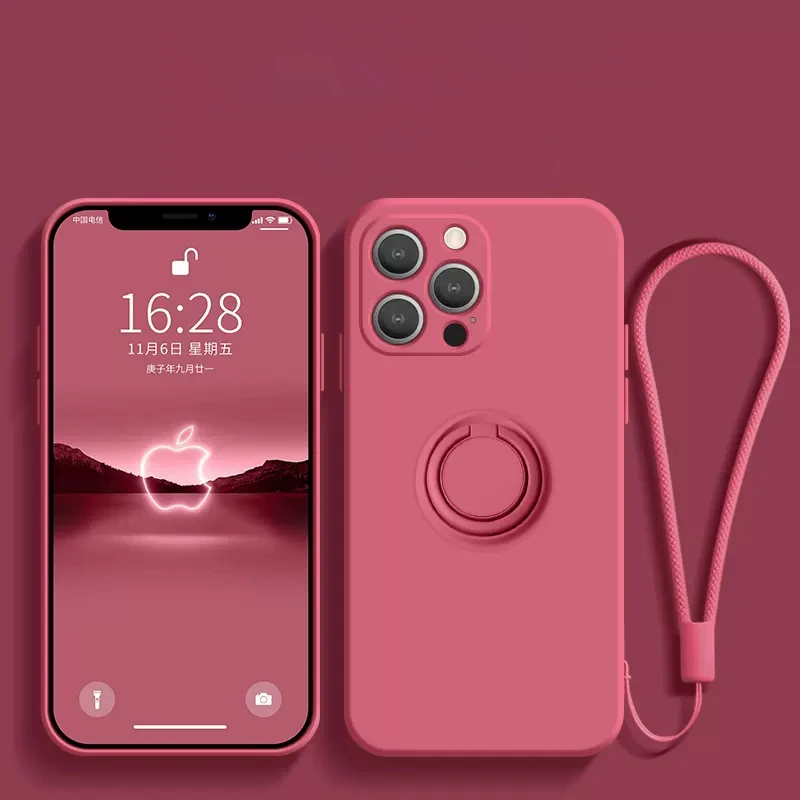 Magnetic Liquid Silicone Case with 360° Finger Ring Holder