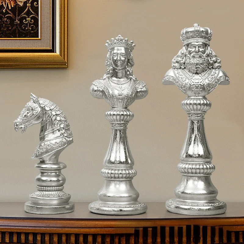 Resin New Chess Living Room Decoration Collection Statue of King Knight Queen Home Office Desktop Accessories Object Item