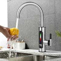 Robinet d'eau chaude et froide électrique instantané sans réservoir 3000W 220V 3sec avec affichage numérique LED chauffe-eau de robinet de cuisine à chauffage rapide 1