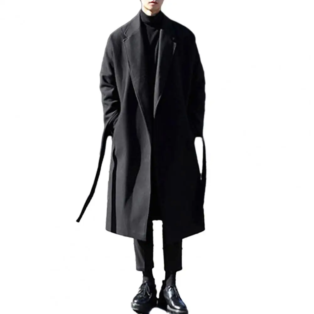 Long Sleeve Coat for Men Stylish Men's Loose Casual Long Coat Trendy Autumn Winter Overcoat for Off-duty Office Look for Men