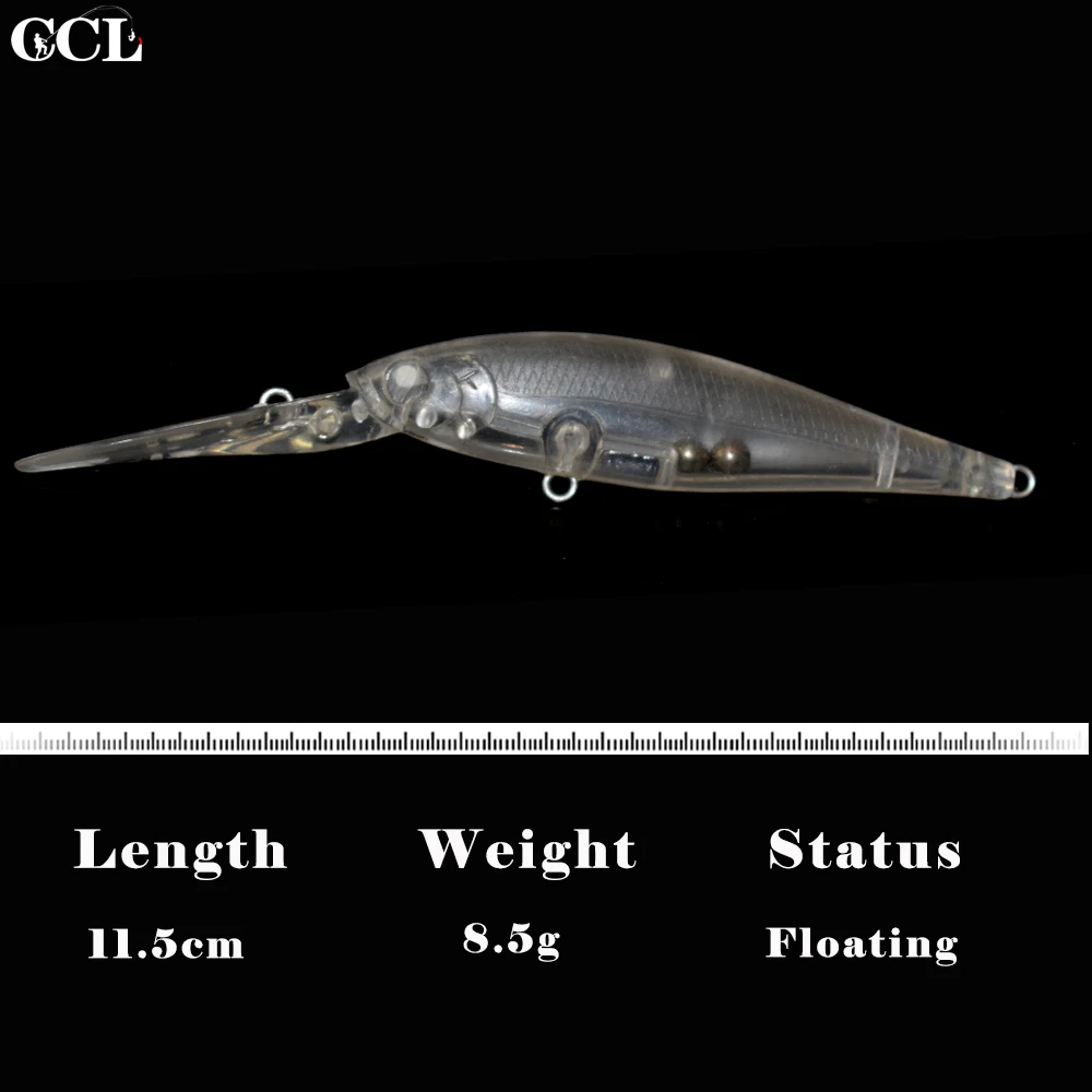CCLTBA 15pcs/lot Unpainted Jerkbait Minnow Lure 11.5cm 8.5g Deep Crank Wobbler Fishing Lures Blank Minnow Fishing Tackle