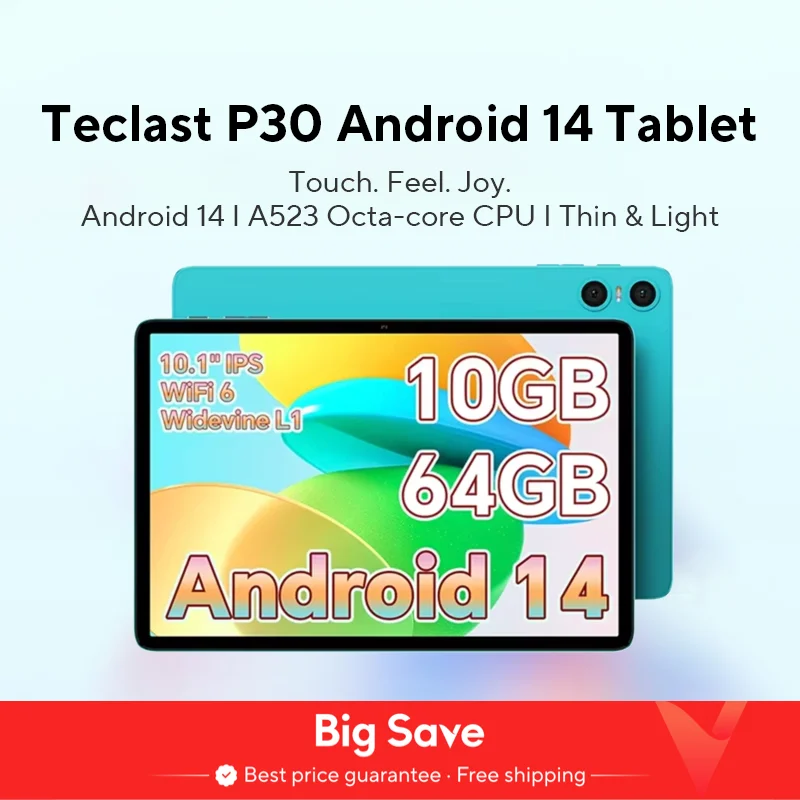Teclast P30 Android 14 Tablet 10.1 Inch Ips Max 10Gb Ram