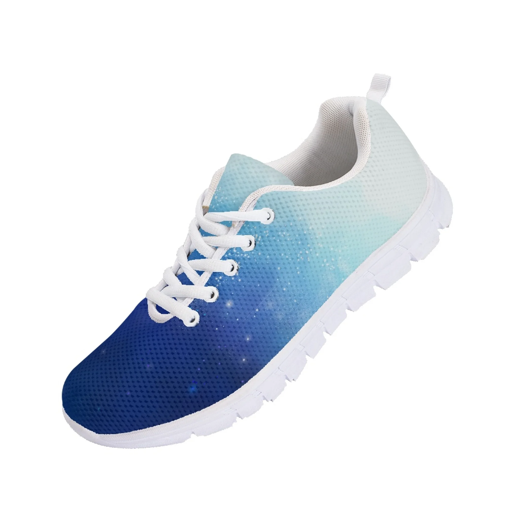 Yikeluo 2022 Blue Galaxy Gradient Print Mesh Breathable Sneakers Lace up Running Shoes Light  Flat Shoes for Men Zapatos 2022