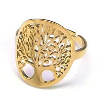 2024 new hollowed out popular stainless steel Tree of Life ring Fashion neutral wind light luxury titanium steel accessories 1