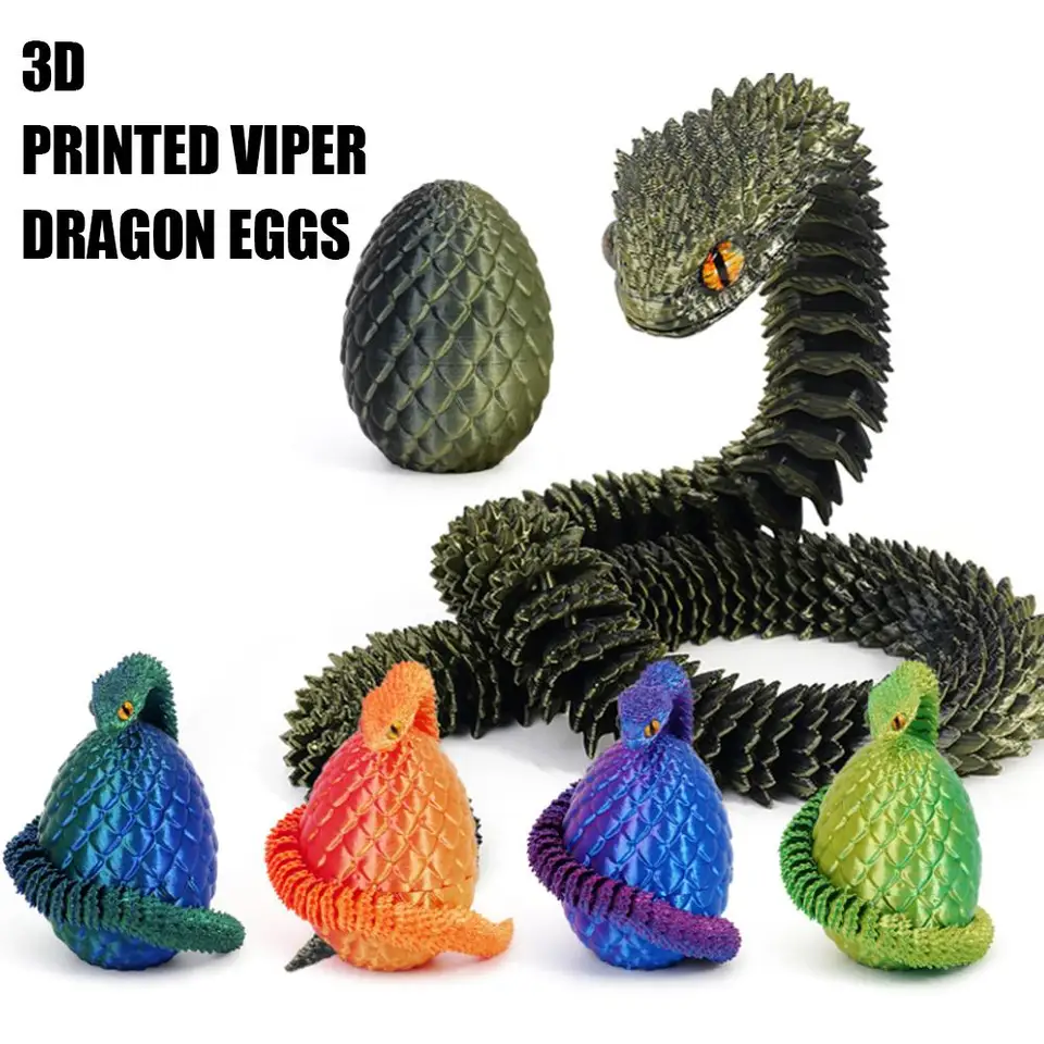 3D Printed Cool Snake Dragon Egg Multi-joint Novel Easter Hot-selling Gift Decompress Children's Toys Desktop_voghion.com