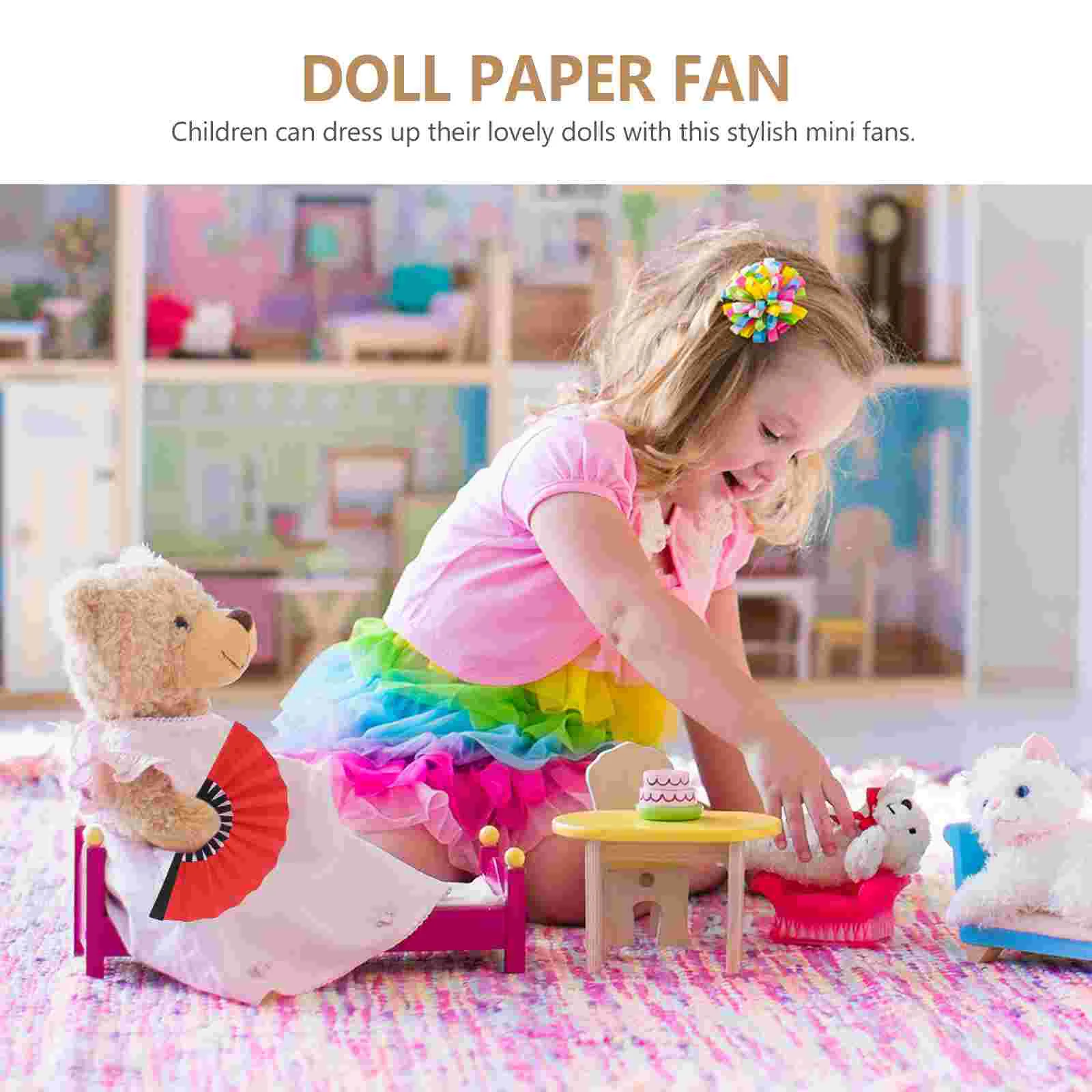 Fan Mini Folding Dollhouse Accessories Miniature Paper Tiny Landscape Fans folding fan mini fan