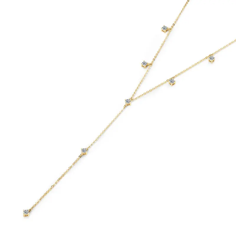 New 3mm Moissanite Necklace 925 Silver Adjustable Chain Long Tassel Y Shape Necklaces for Women Trendy Fine Jewelry Gift