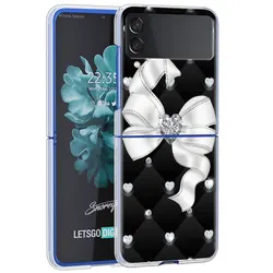 Transparent Luxury Love Bow Hard Phone Case Cover - Clear PC Design for Samsung Z Flip4 5G (H29)