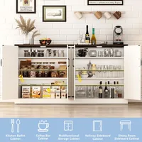 Cabinet with Storage - 65 Inch Farmhouse Kitchen Sideboard Cabinet with Adjustable Shelves 2