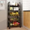 Kitchen Storage Rack with Multi-storey Moveable Small Cart Kitchen Microwave Oven Storage Rack A Living Room Fruits Snack Cart 4
