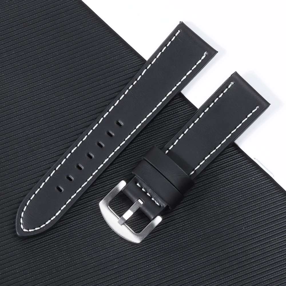 Premium Universal Leather Watch Strap with Steel Buckle – Versatile Wristband Replacement