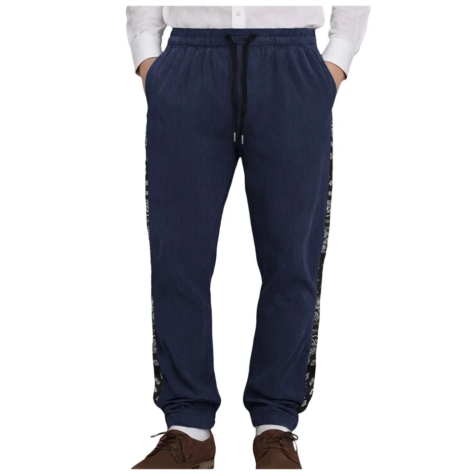 Trendy Men's Cashew Flower Corduroy Sweatpants