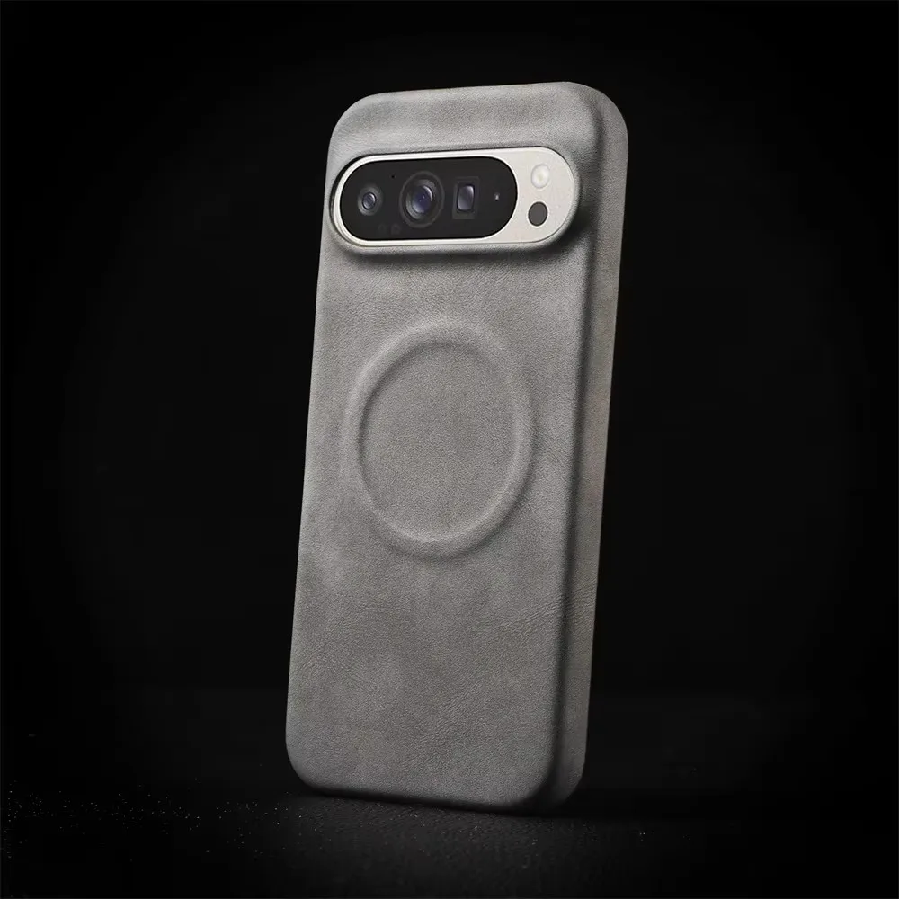 Luxury Sheepskin Leather Magnetic Phone Case - Shockproof Business Matte Hard Solid Cover