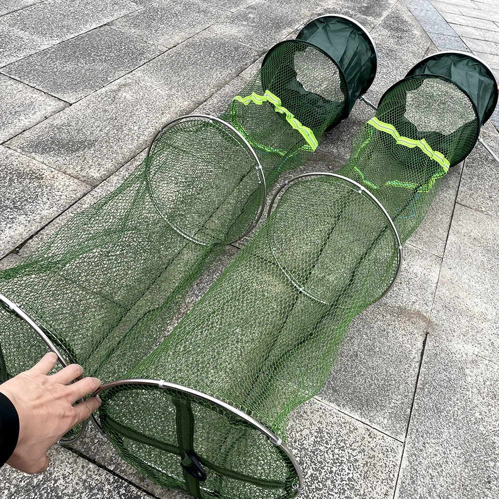 Fishing Landing Net 50kg Load Stainless Steel Collapsible Fish Basket Dip Nets for Keeping Fish Alive in Water Large Storage Fyke Nets,fishing landing net,fishing net