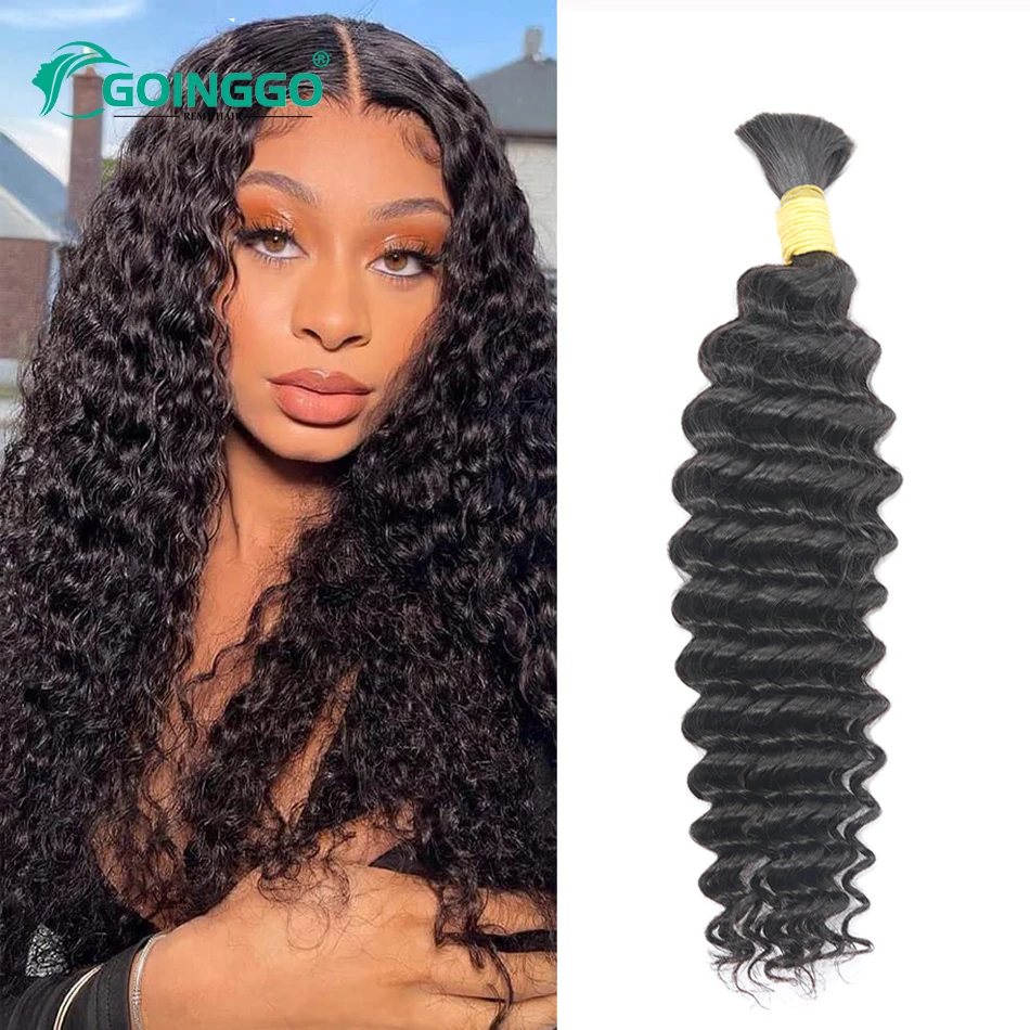 PreColored Brazilian Deep Wave Bulk Human Hair No Weft Remy Bulk Human