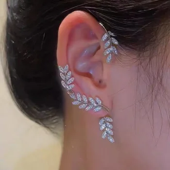 925 Silver Needle Korean Fashion Crystal Leaf Earrings For Women Jewelry 2025 Trending New Luxury Hanging Ear leaves Earrings