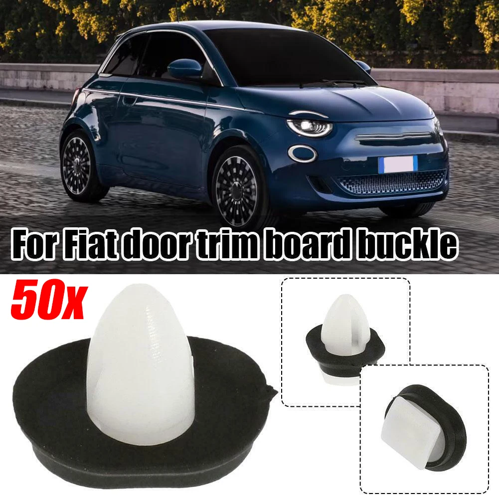 

50pcs Car Door Trim Panel Clips White+ Black 17mm Plastic Board Buckles For Fiat-Ducato #71728806/ 8565.43/ 856543 Auto Fastener