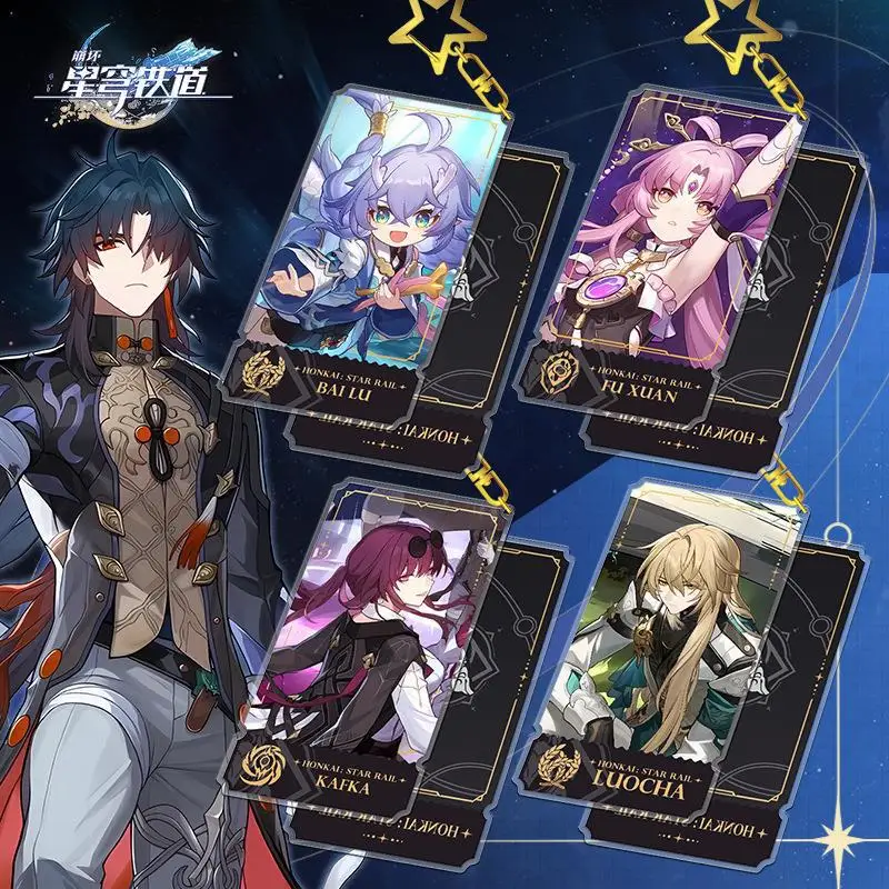 

10 шт./лот аниме Honkai: звезда рельсовая цепочка для ключей акриловая мультяшная фигурка Bailu Bronya Himeko Косплей акриловый брелок для ключей подарки