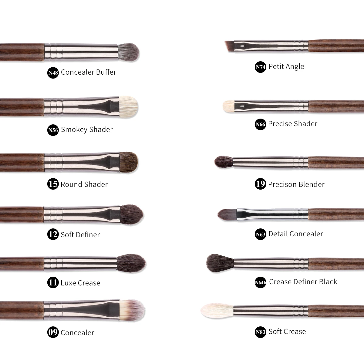 OVW 12pcs Eye Shadow Nature Hair Eyeliner Eyebrow Lip Cosmetic Beauty Makeup Brushes Tools 5