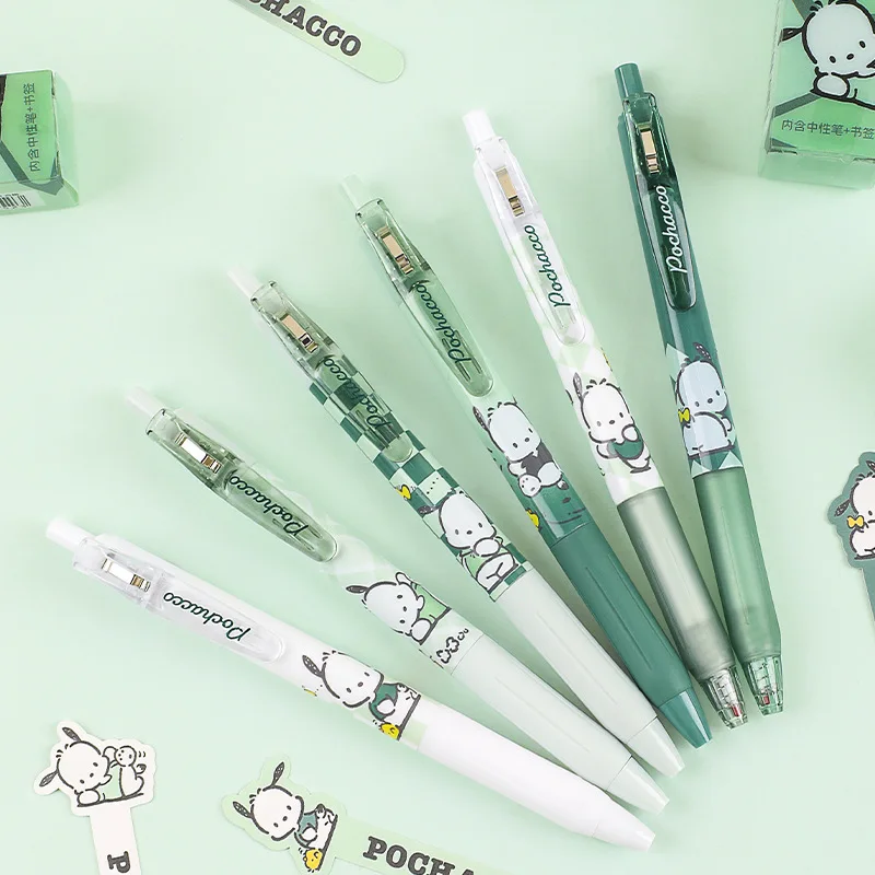 

6pcs Sanrio Kawaii Pachacco Neutral Pen Blind Box Cute Cartoon Roller Ball Pen 0.5MM Black School Students Stationery Supplies