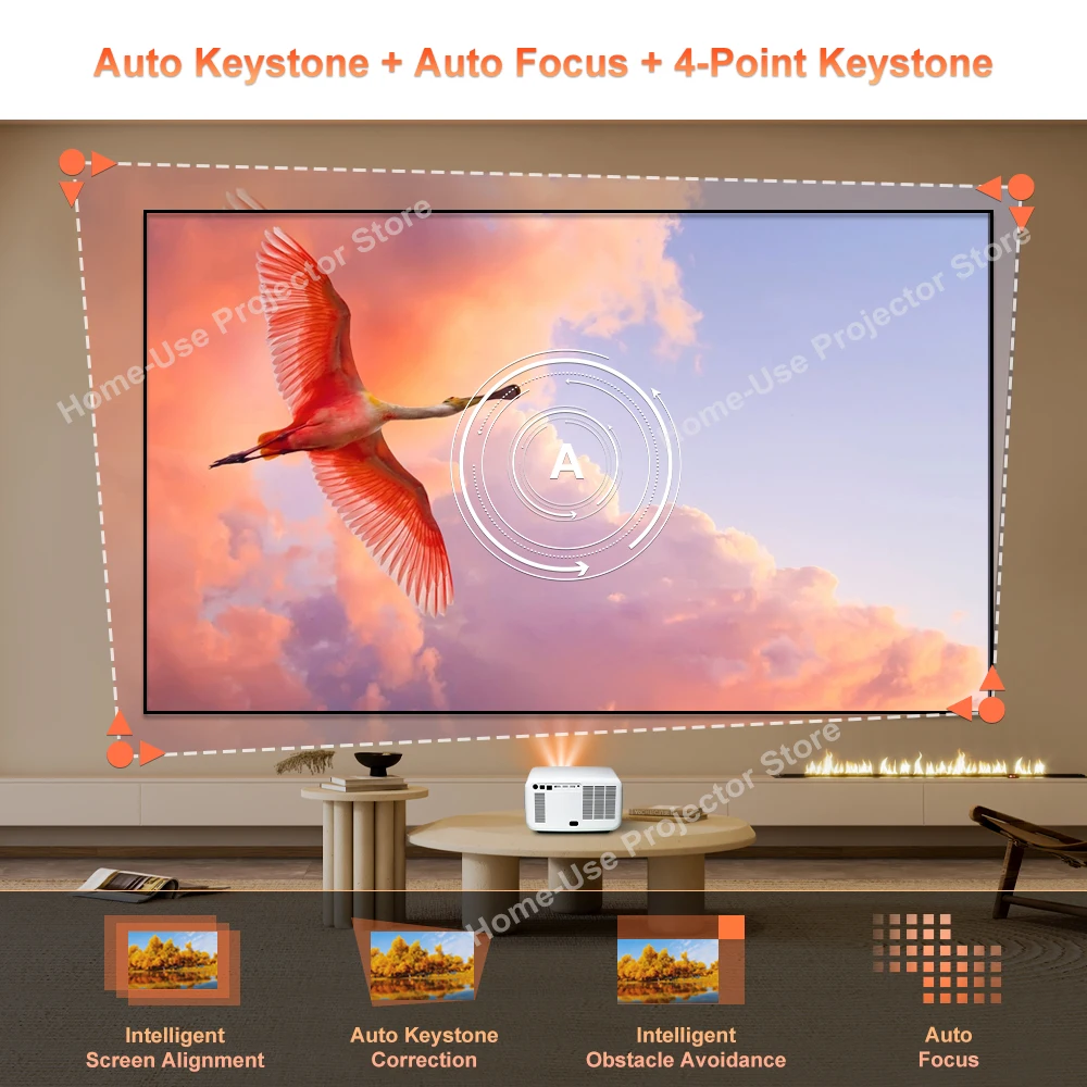 جهاز عرض FlixTone D9W Ultra Full HD 1080P 4K 3000...