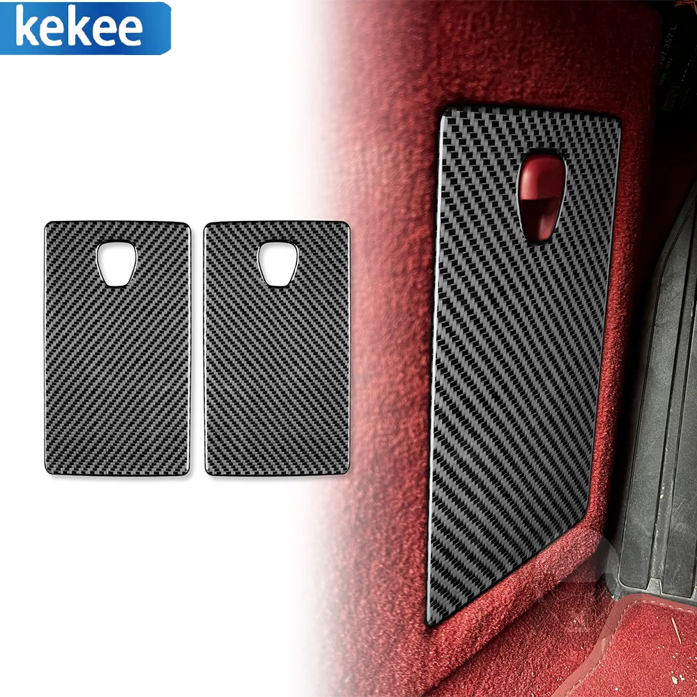 

For Porsche 718 982 Boxster Cayman 2016-2022 Car Left Side OBD Port Panel Real Carbon Fiber Decal Auto Trim Sticker Strip 2PCS