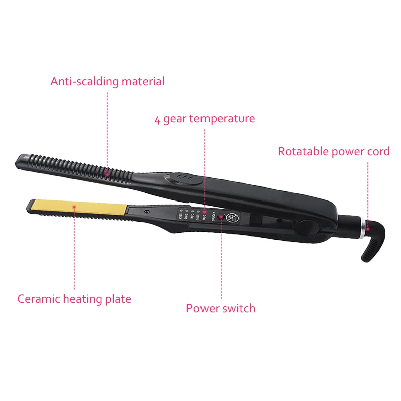 3/10 Pencil Flat Iron Mini Hair Straightener Fast Heating Beard Straightening Iron Small Flat Iron For Short Hair Straightener 3