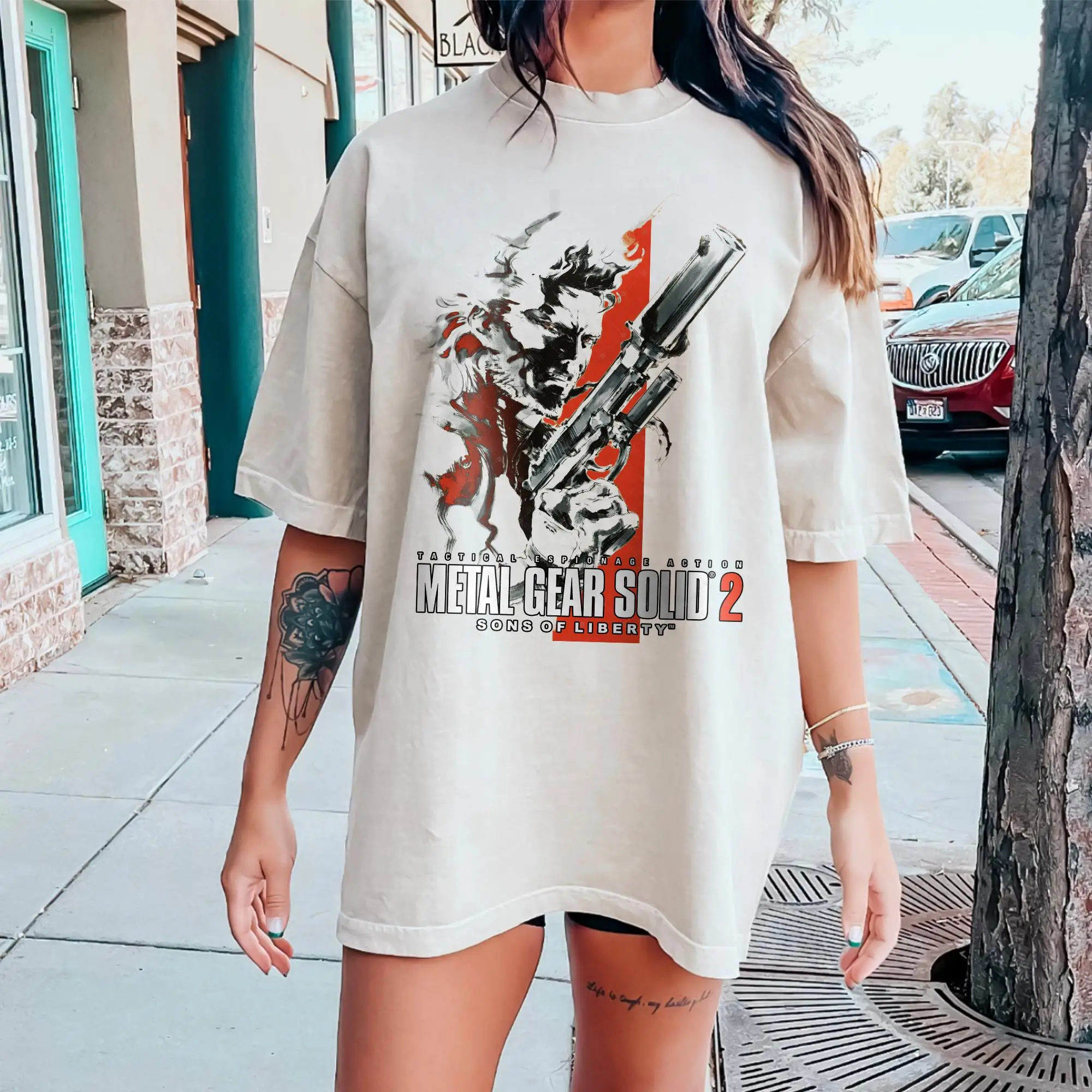 ميتال جير الصلبة الثعابين تي شيرت Crewneck القطن الأفعى قصيرة الأكمام المحملة مضحك المعادن والعتاد قميص Crewneck جميع الفصول الملابس 2