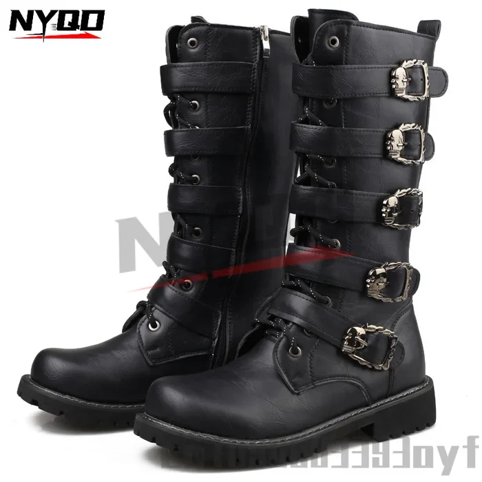 Large Size 37-46 High Top Boots Trendy Motorcycle Riding Boots
